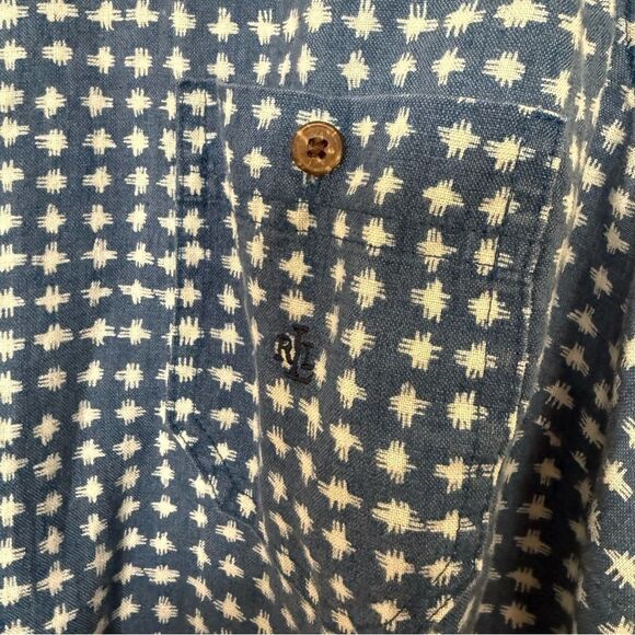 Lauren Ralph Lauren Top Sz 3X Blue Linen Sleeveless Button Up Tie Front Western - Picture 3 of 9